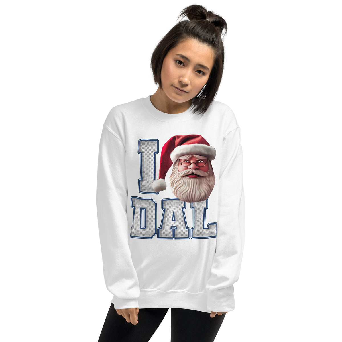 Back/detail view of I DAL Santa — Dallas Football Crewneck Sweatshirt graphic sweatshirt