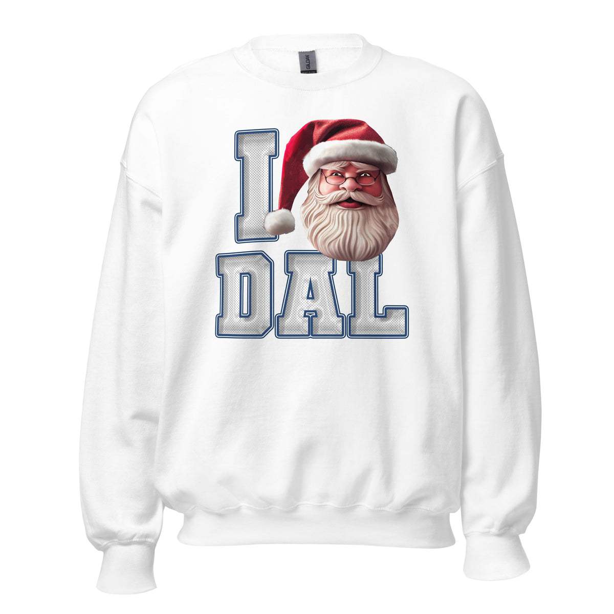 Back/detail view of I DAL Santa — Dallas Football Crewneck Sweatshirt graphic sweatshirt