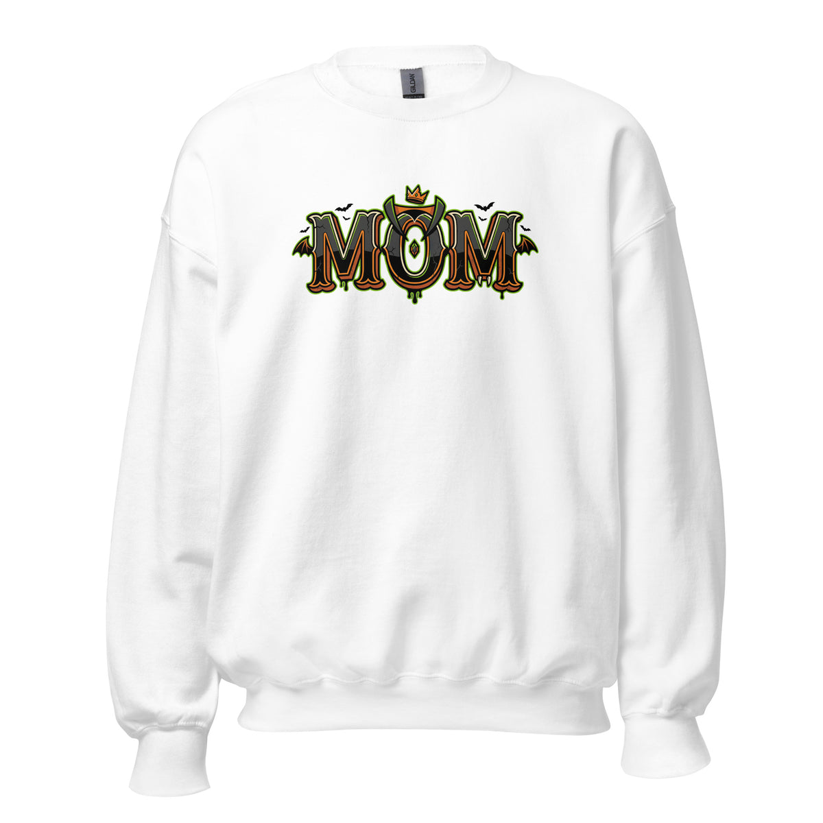 MOM Halloween monster name Unisex Sweatshirt in Black with spooky front lettering and blank back