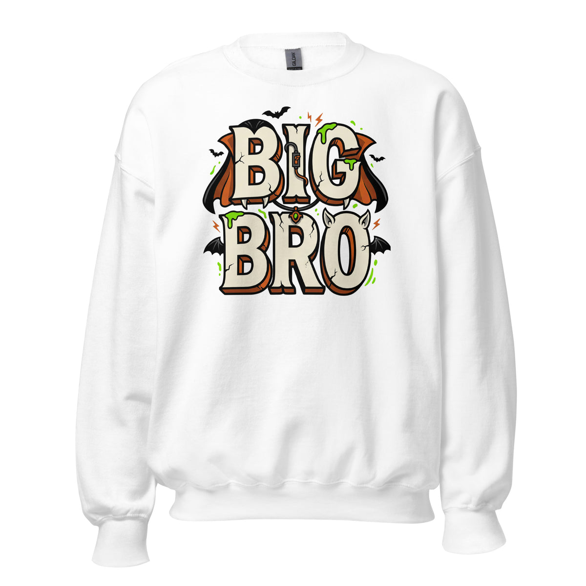BIG BRO Halloween monster name Unisex Sweatshirt in Black with spooky front lettering and blank back