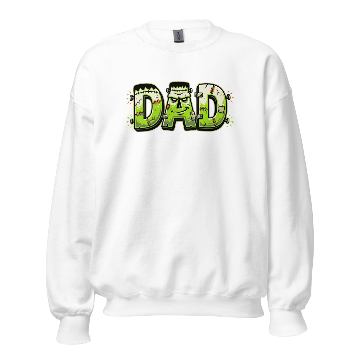 DAD Halloween monster name Unisex Sweatshirt in Black with spooky front lettering and blank back