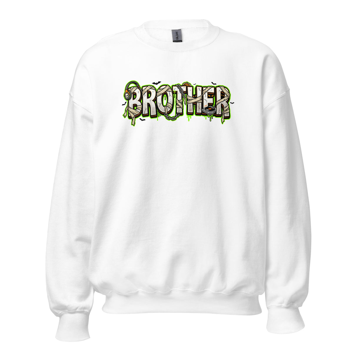 BROTHER Halloween monster name Unisex Sweatshirt in Black with spooky front lettering and blank back