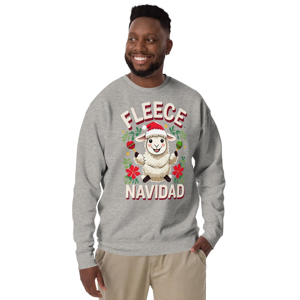 Back/detail view of Fleece Navidad – Unisex Premium Sweatshirt graphic sweatshirt