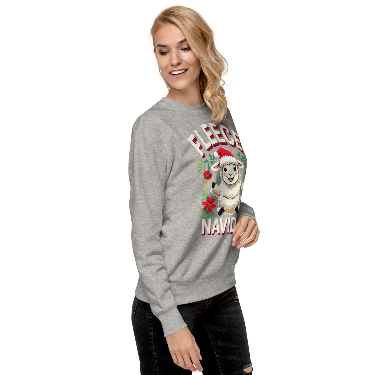 Back/detail view of Fleece Navidad – Unisex Premium Sweatshirt graphic sweatshirt