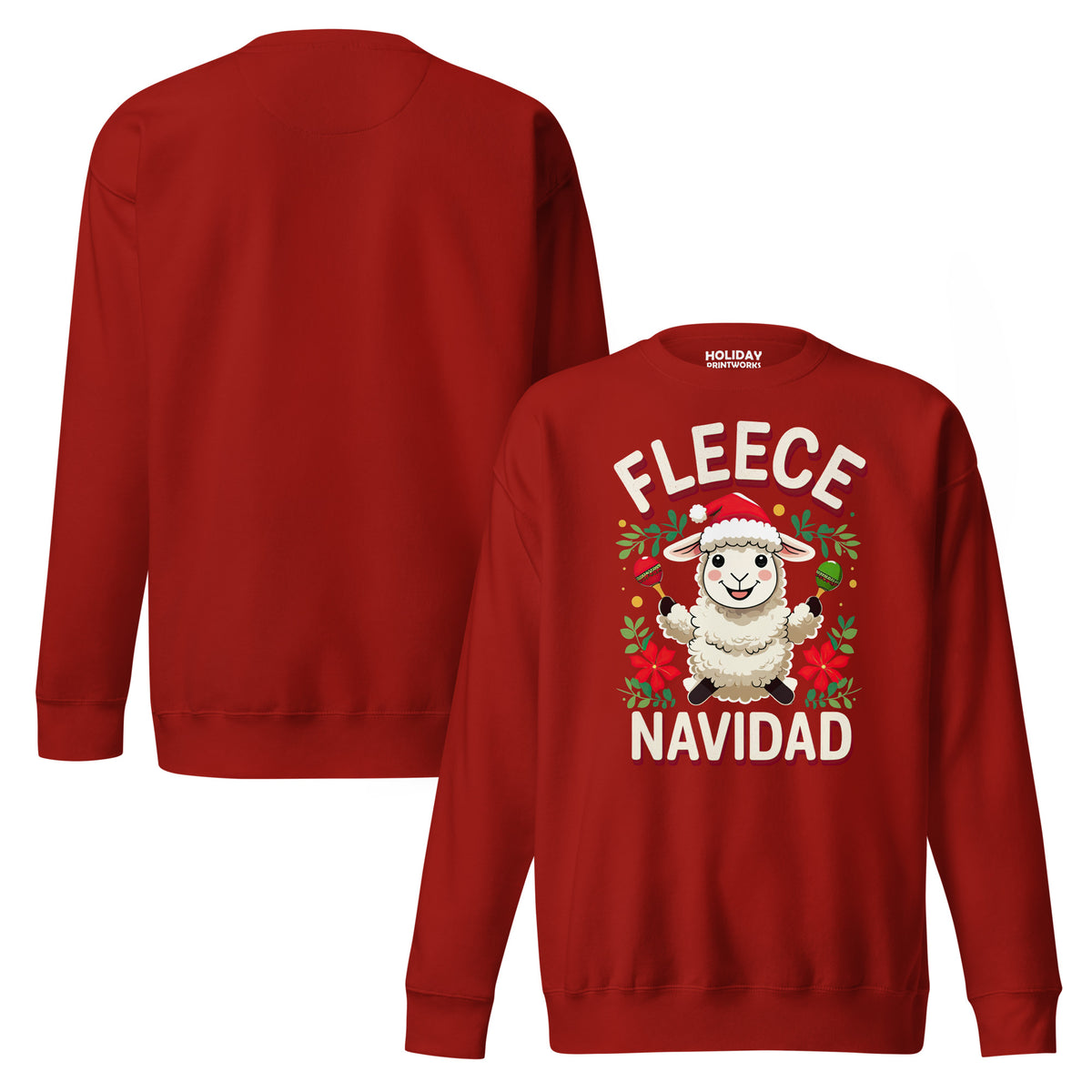 Back/detail view of Fleece Navidad – Unisex Premium Sweatshirt graphic sweatshirt
