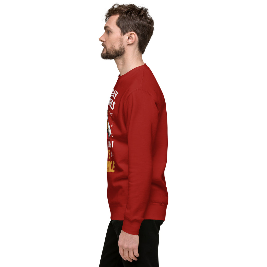 Back/detail view of Holiday Calories Don’t Count – It’s Science! Unisex Premium Sweatshirt graphic sweatshirt