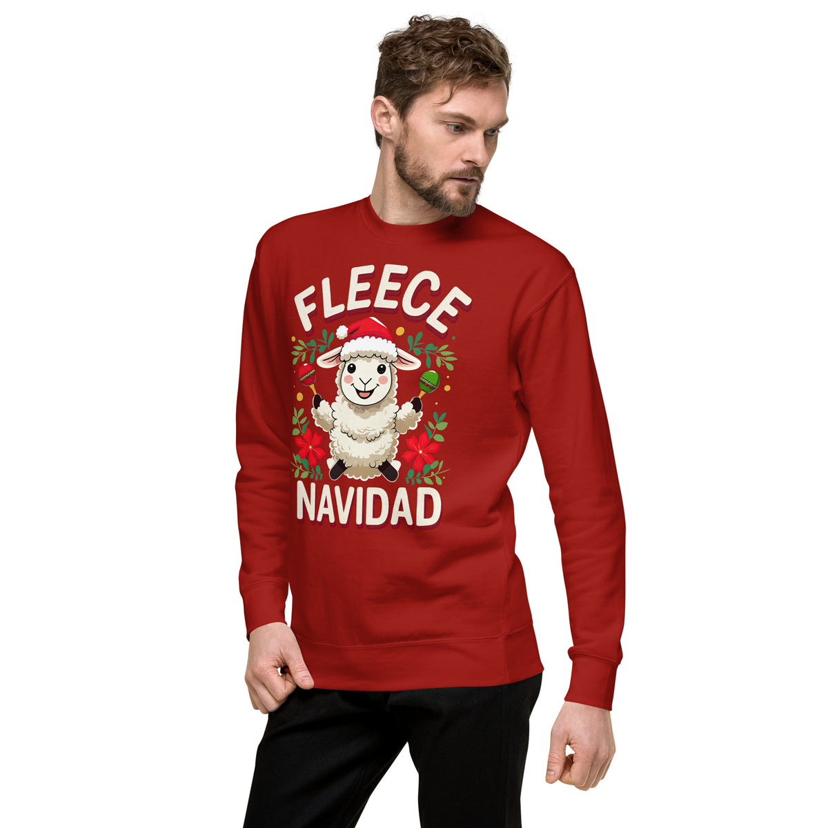 Back/detail view of Fleece Navidad – Unisex Premium Sweatshirt graphic sweatshirt
