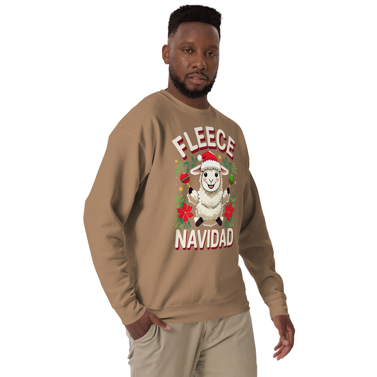 Back/detail view of Fleece Navidad – Unisex Premium Sweatshirt graphic sweatshirt