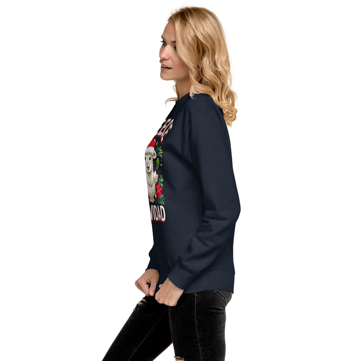 Back/detail view of Fleece Navidad – Unisex Premium Sweatshirt graphic sweatshirt