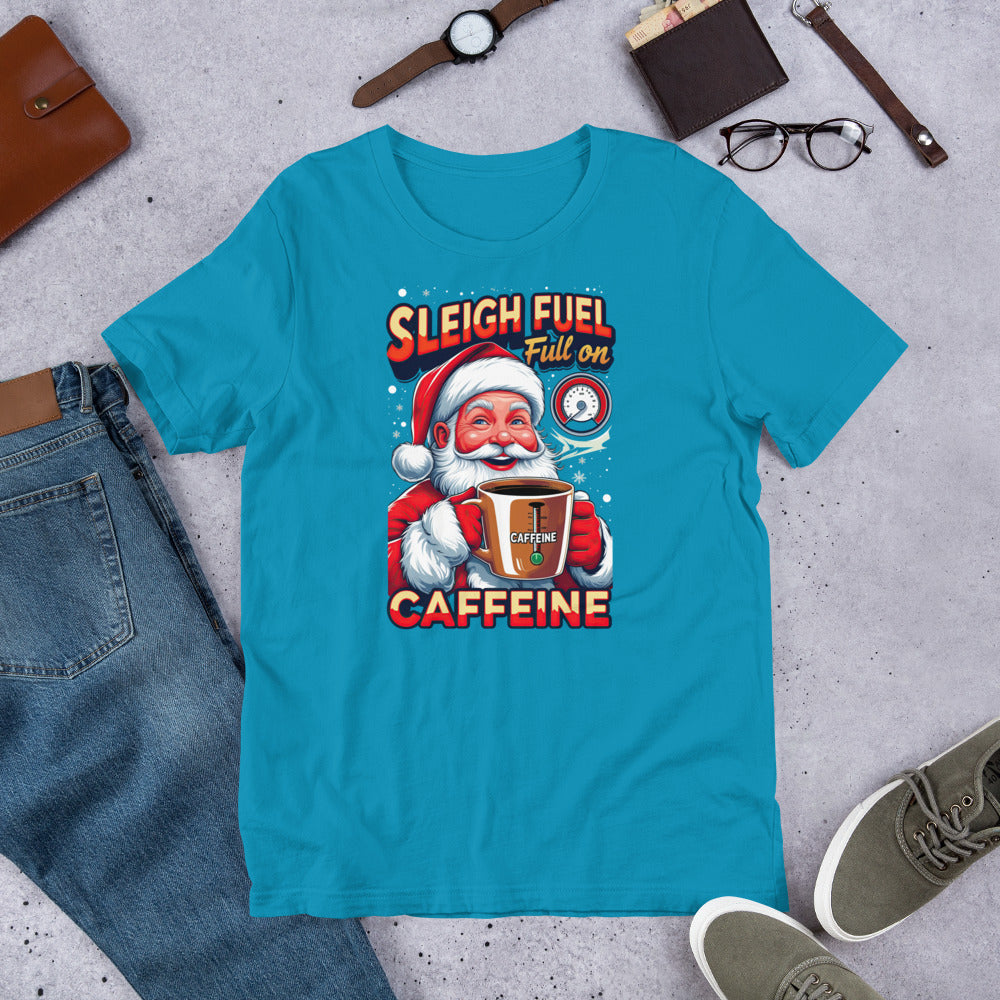 Back/detail view of Sleigh Fuel: Full-On Caffeine – Christmas T-Shirt - Unisex t-shirt graphic T-shirt