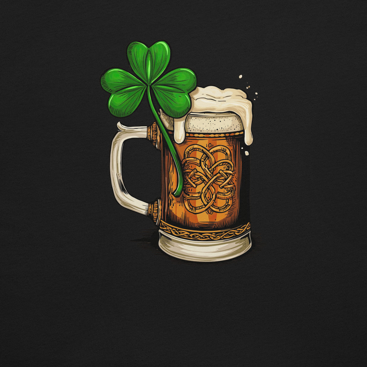 Back/detail view of HERE FOR THE BEER 🍀 Front + Back St. Paddy’s Tee Unisex t-shirt graphic T-shirt