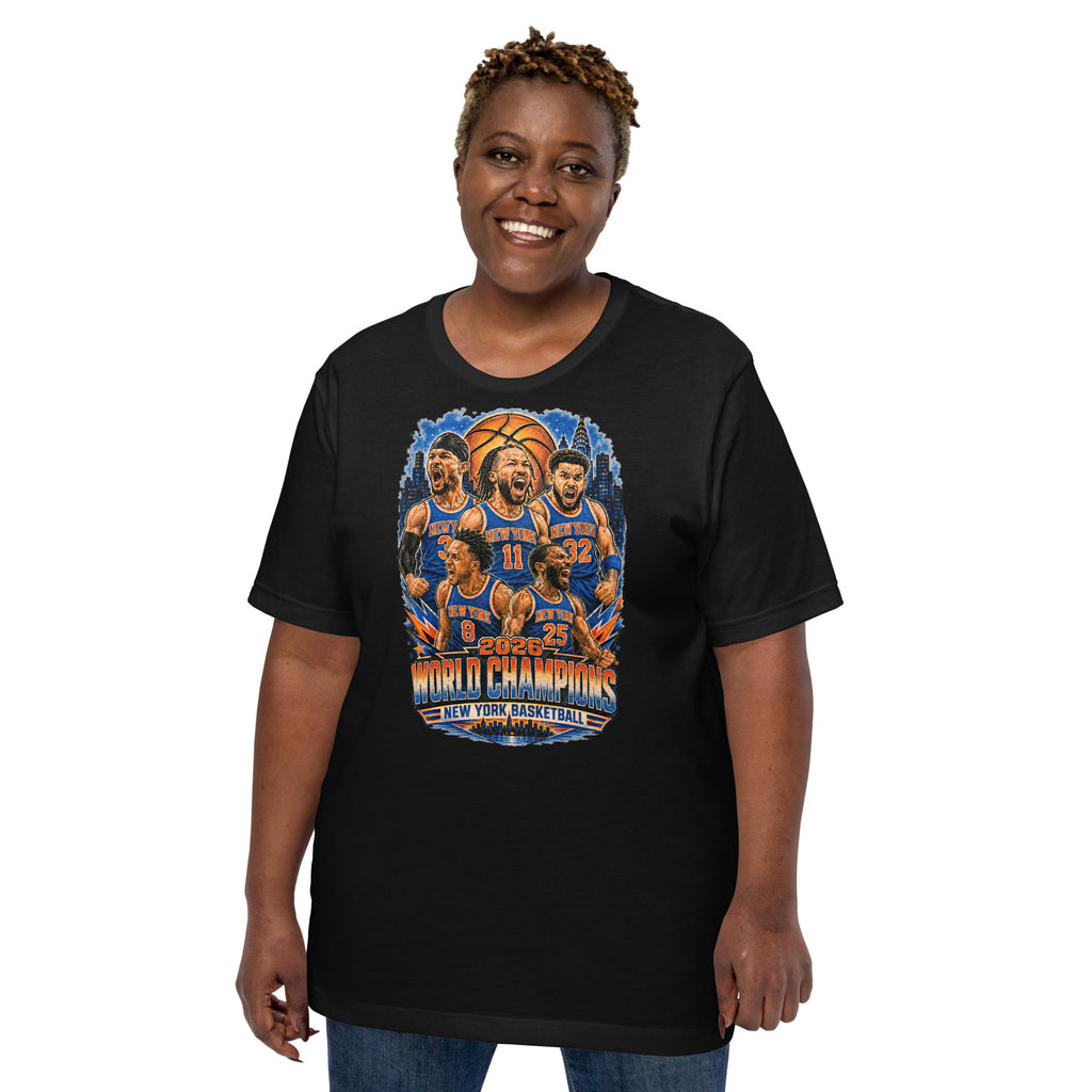 Back/detail view of New York Basketball 2026 World Champions Unisex t-shirt graphic T-shirt