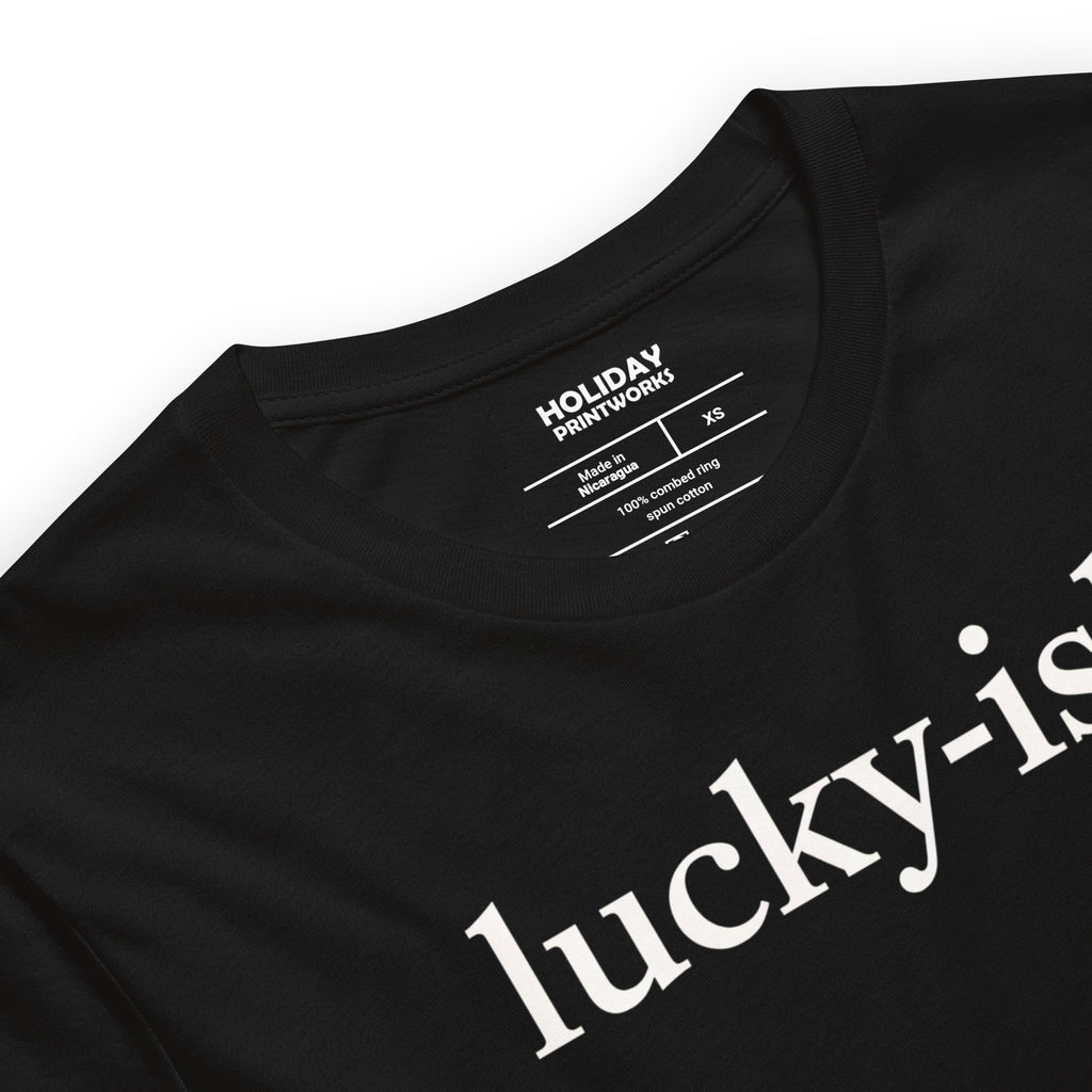Back/detail view of Lucky-ish St. Patrick’s Day Unisex Tee graphic T-shirt