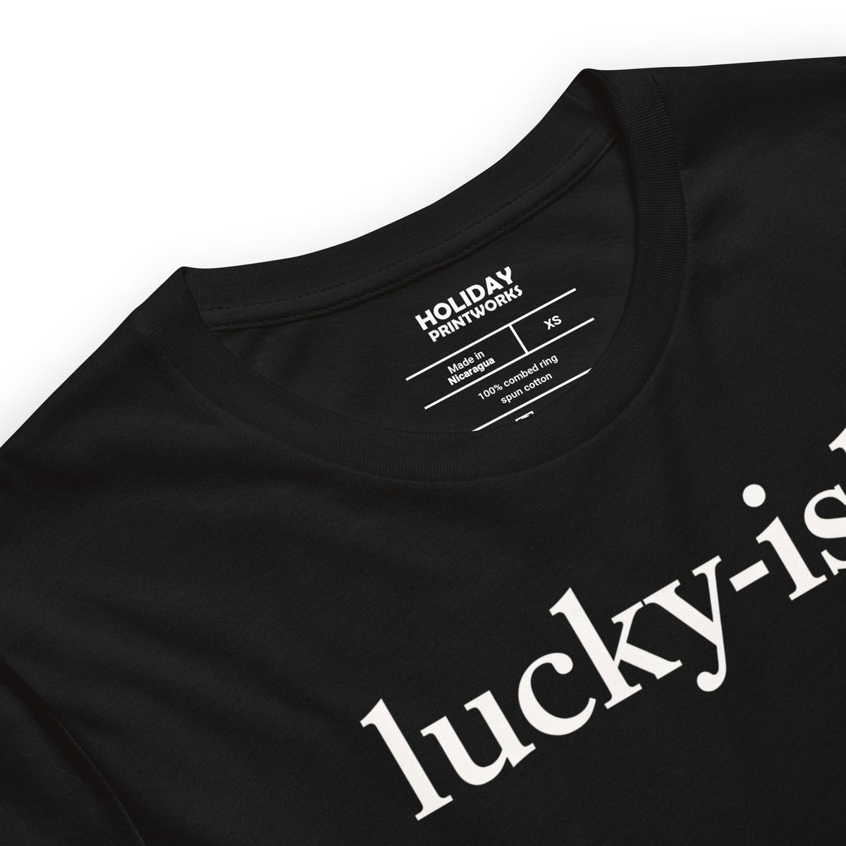 Back/detail view of Lucky-ish St. Patrick’s Day Unisex Tee graphic T-shirt
