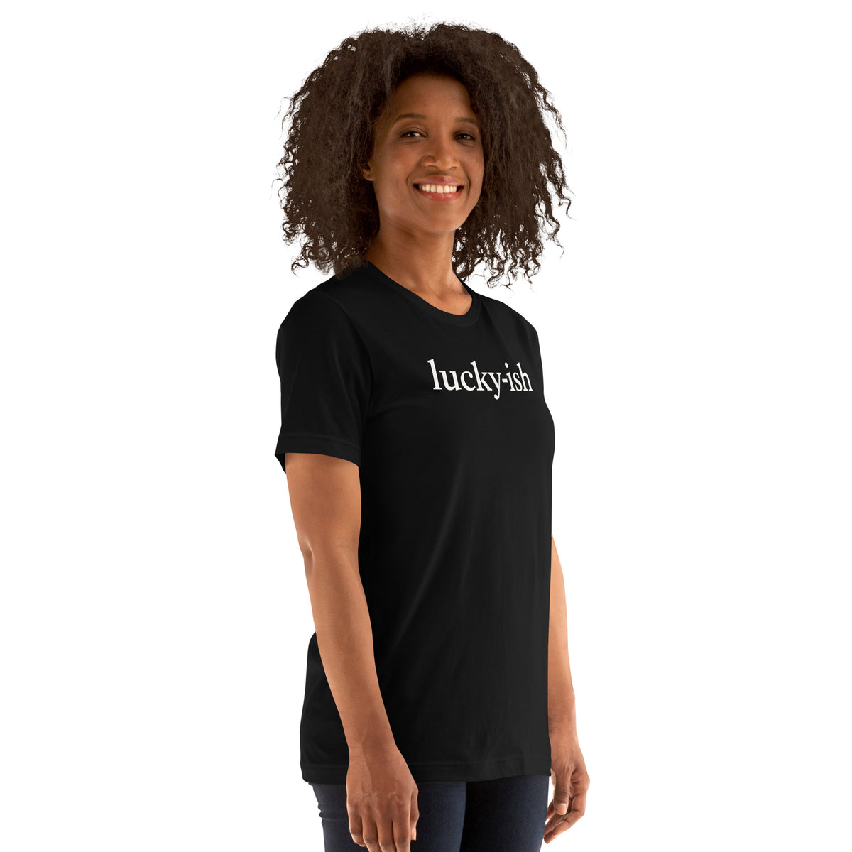 Back/detail view of Lucky-ish St. Patrick’s Day Unisex Tee graphic T-shirt