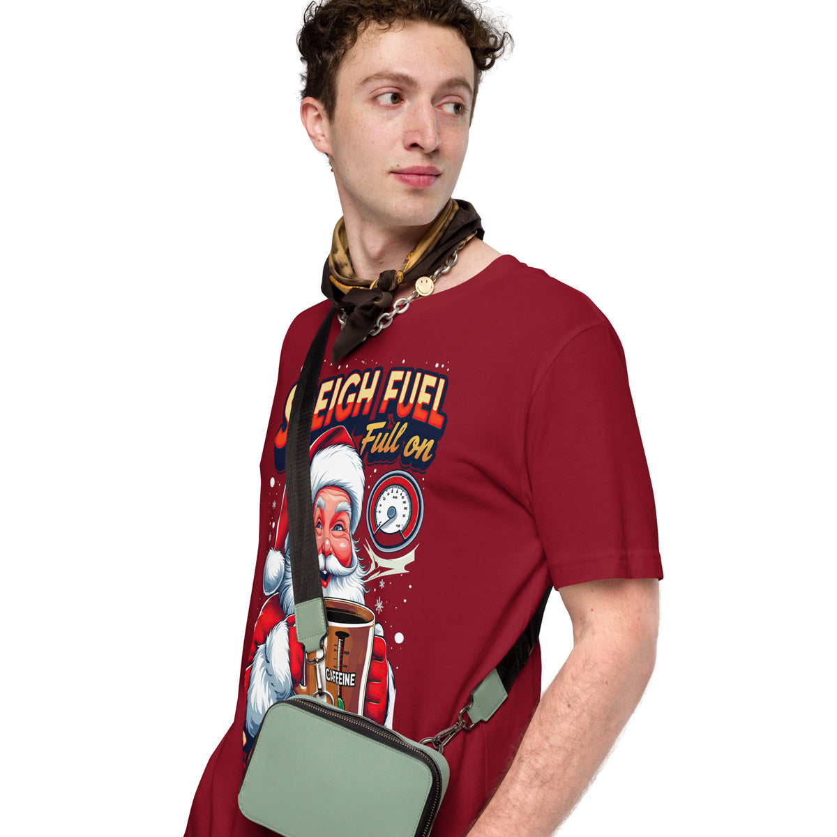Back/detail view of Sleigh Fuel: Full-On Caffeine – Christmas T-Shirt - Unisex t-shirt graphic T-shirt