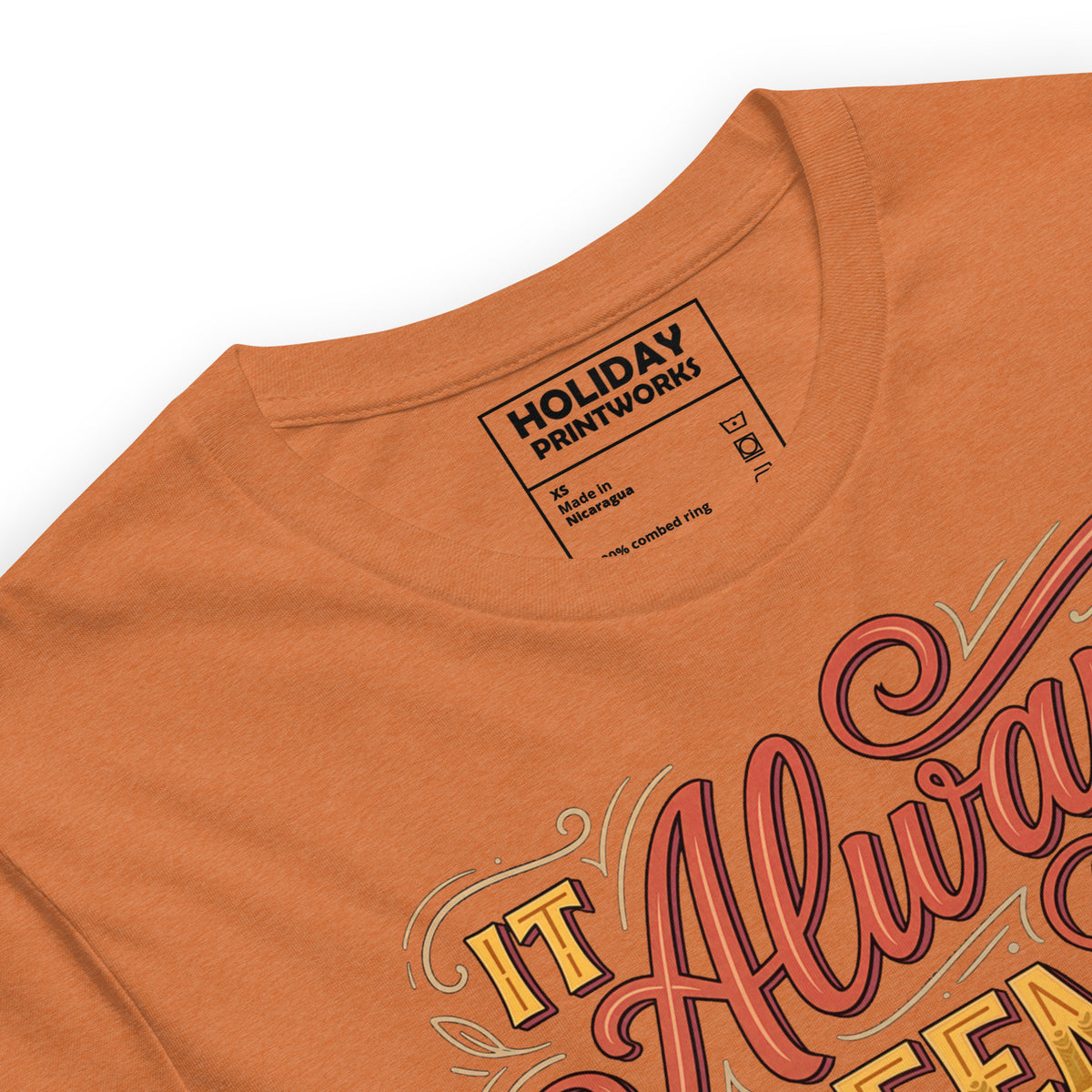 Back/detail view of It Always Seems Impossible Until It’s Done graphic T-shirt
