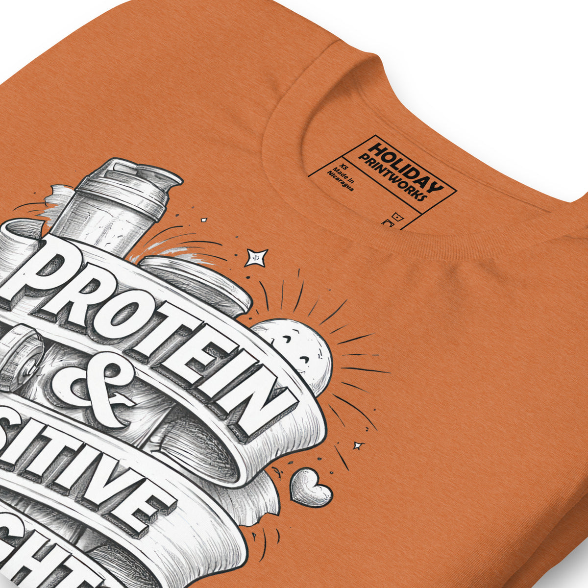 Back/detail view of Protein & Positive Thoughts – Unisex Staple T-Shirt (Fitness graphic T-shirt