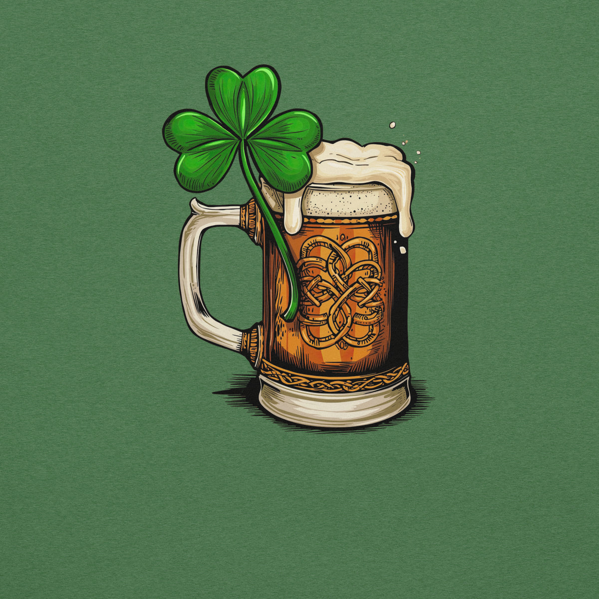 Back/detail view of HERE FOR THE BEER 🍀 Front + Back St. Paddy’s Tee Unisex t-shirt graphic T-shirt