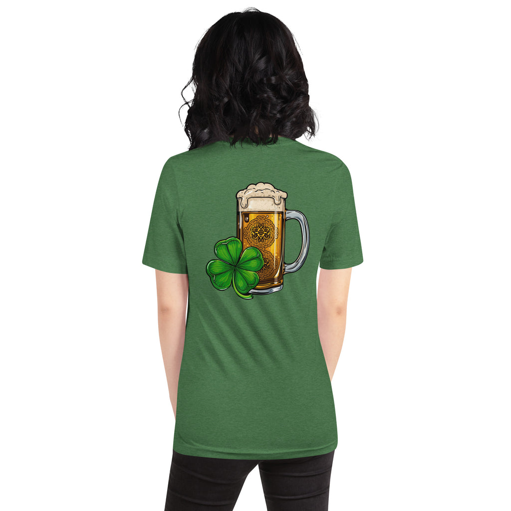 Back/detail view of Zero Percent Irish 100% Beer Drinker St. Patrick’s Day Unisex Tee graphic T-shirt