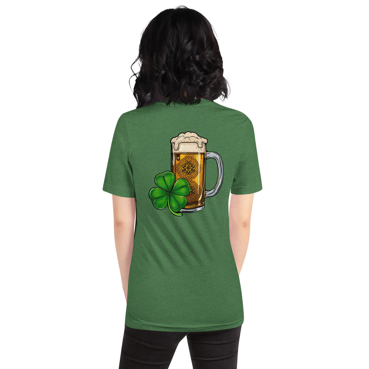 Back/detail view of Zero Percent Irish 100% Beer Drinker St. Patrick’s Day Unisex Tee graphic T-shirt