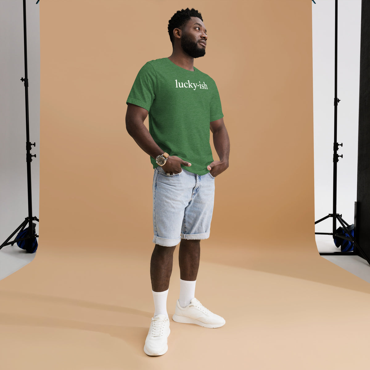 Back/detail view of Lucky-ish St. Patrick’s Day Unisex Tee graphic T-shirt