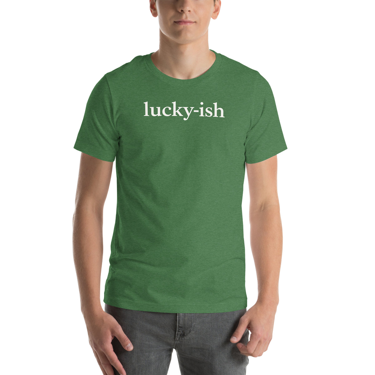 Back/detail view of Lucky-ish St. Patrick’s Day Unisex Tee graphic T-shirt