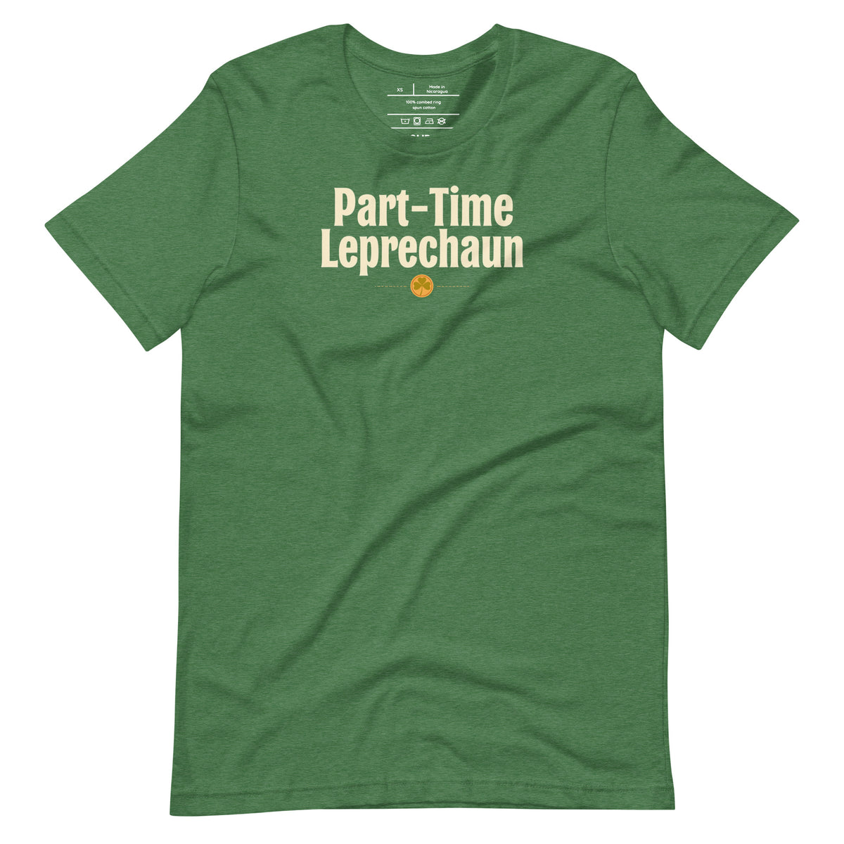 Back/detail view of Part-Time Leprechaun St. Patrick’s Day Unisex Tee graphic T-shirt