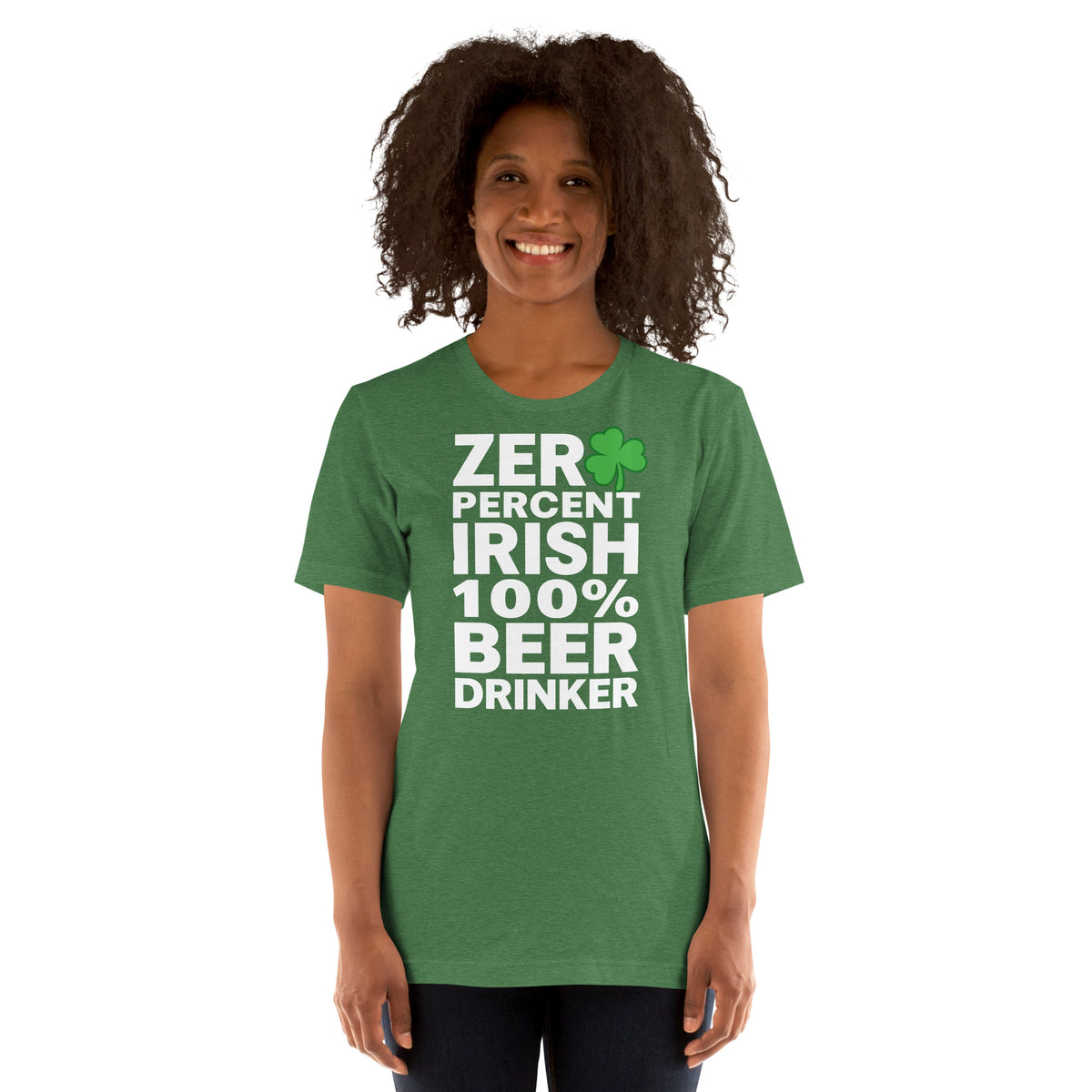 Back/detail view of Zero Percent Irish 100% Beer Drinker St. Patrick’s Day Unisex Tee graphic T-shirt