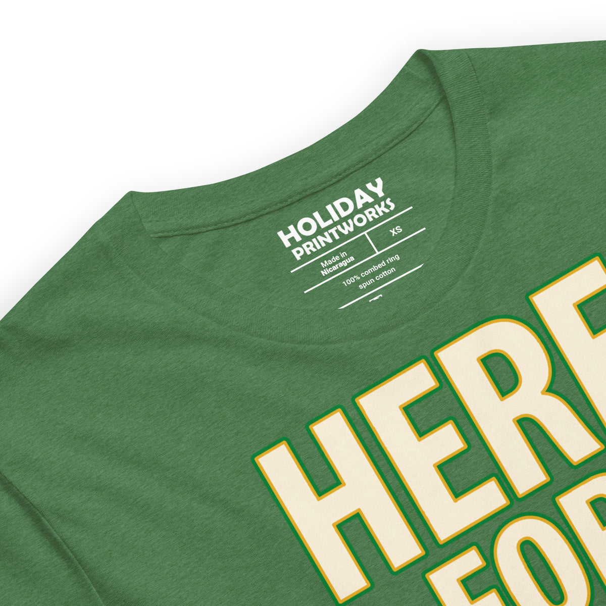 Back/detail view of HERE FOR THE BEER 🍀 Front + Back St. Paddy’s Tee Unisex t-shirt graphic T-shirt