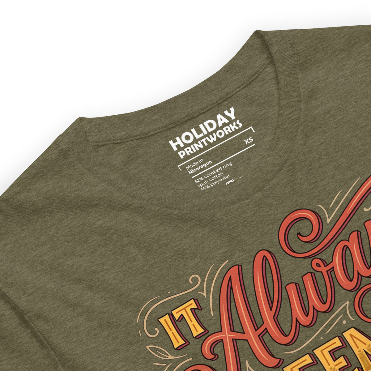 Back/detail view of It Always Seems Impossible Until It’s Done graphic T-shirt