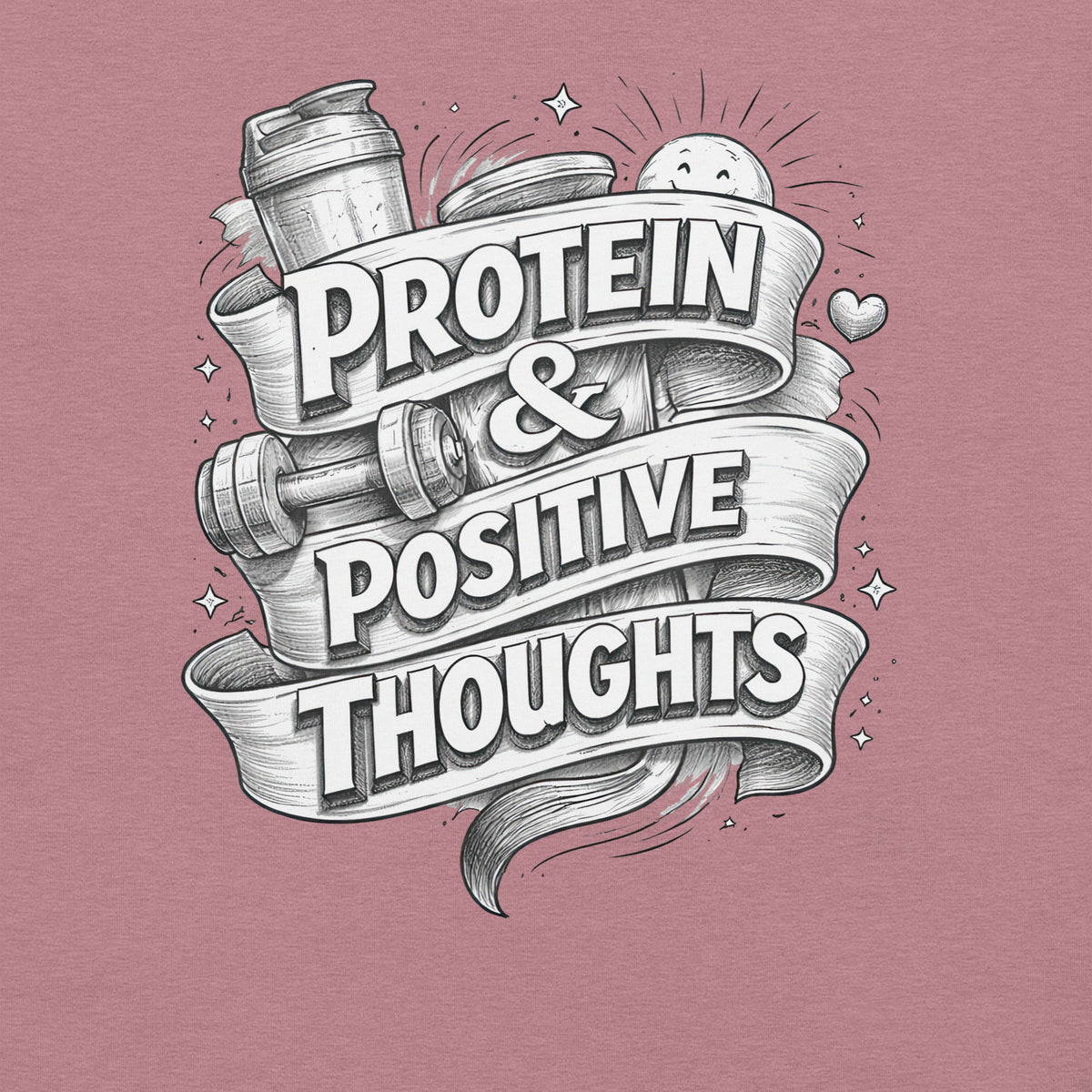 Back/detail view of Protein & Positive Thoughts – Unisex Staple T-Shirt (Fitness graphic T-shirt
