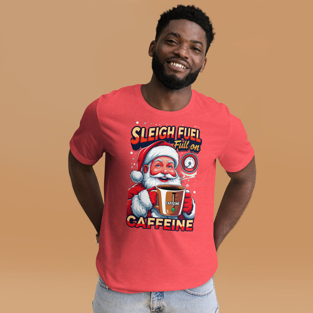 Back/detail view of Sleigh Fuel: Full-On Caffeine – Christmas T-Shirt - Unisex t-shirt graphic T-shirt