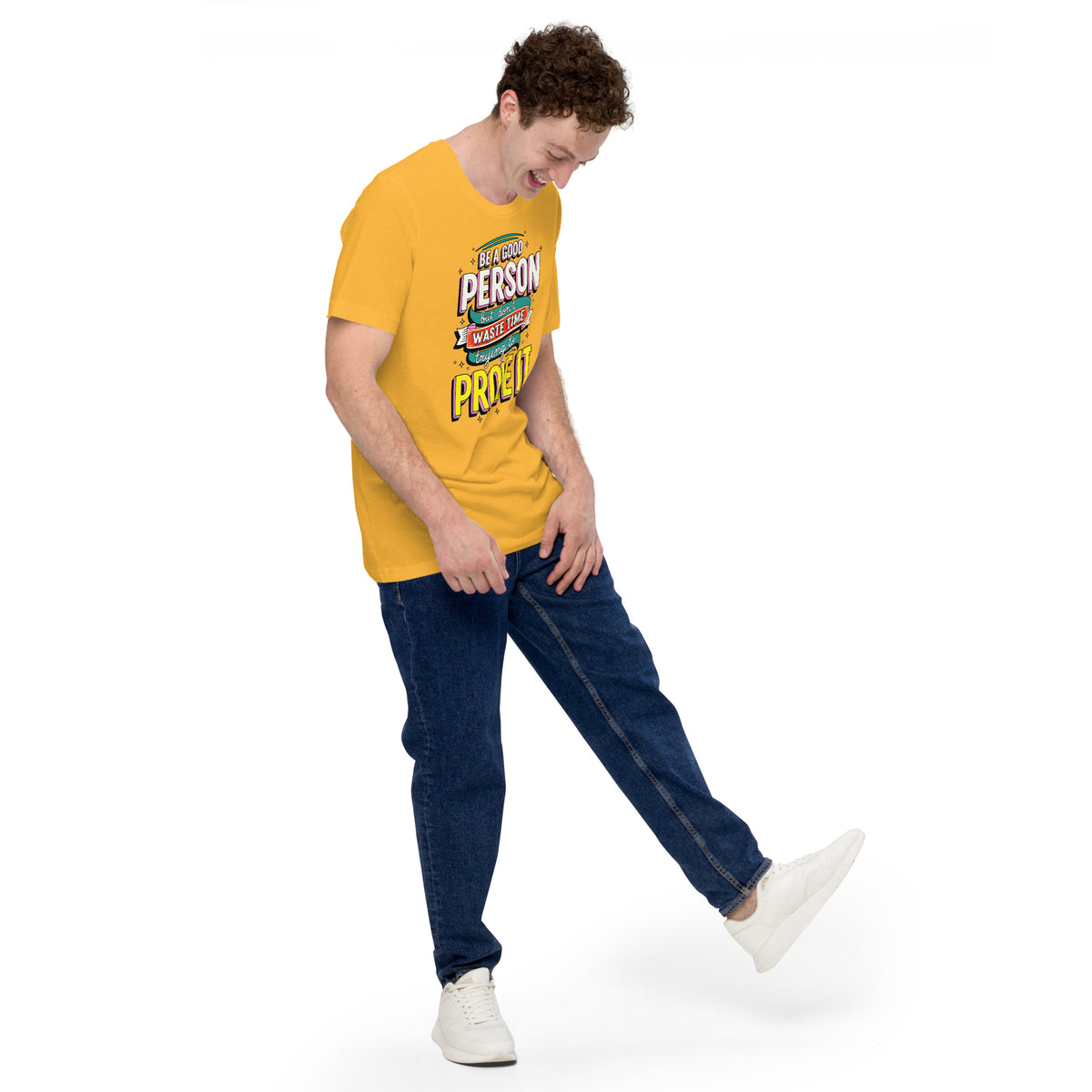 Back/detail view of Be a Good Person (Don’t Waste Time Trying to Prove It) graphic T-shirt
