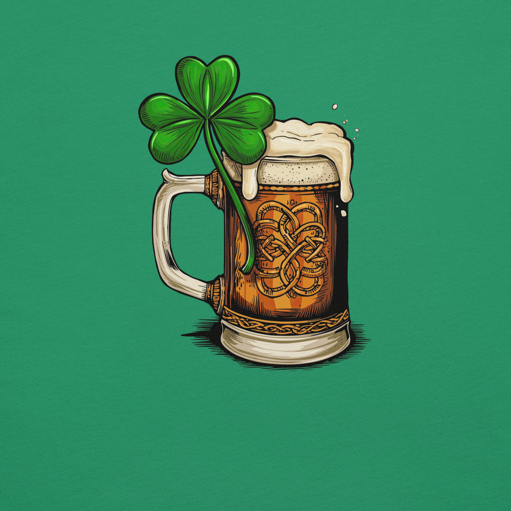 Back/detail view of HERE FOR THE BEER 🍀 Front + Back St. Paddy’s Tee Unisex t-shirt graphic T-shirt