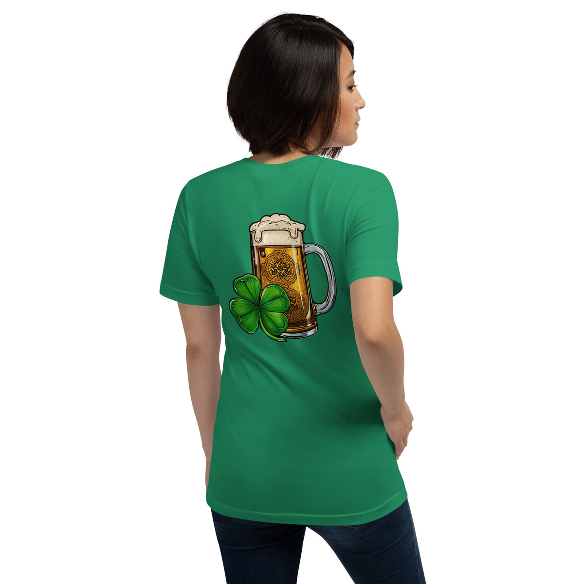 Back/detail view of Zero Percent Irish 100% Beer Drinker St. Patrick’s Day Unisex Tee graphic T-shirt