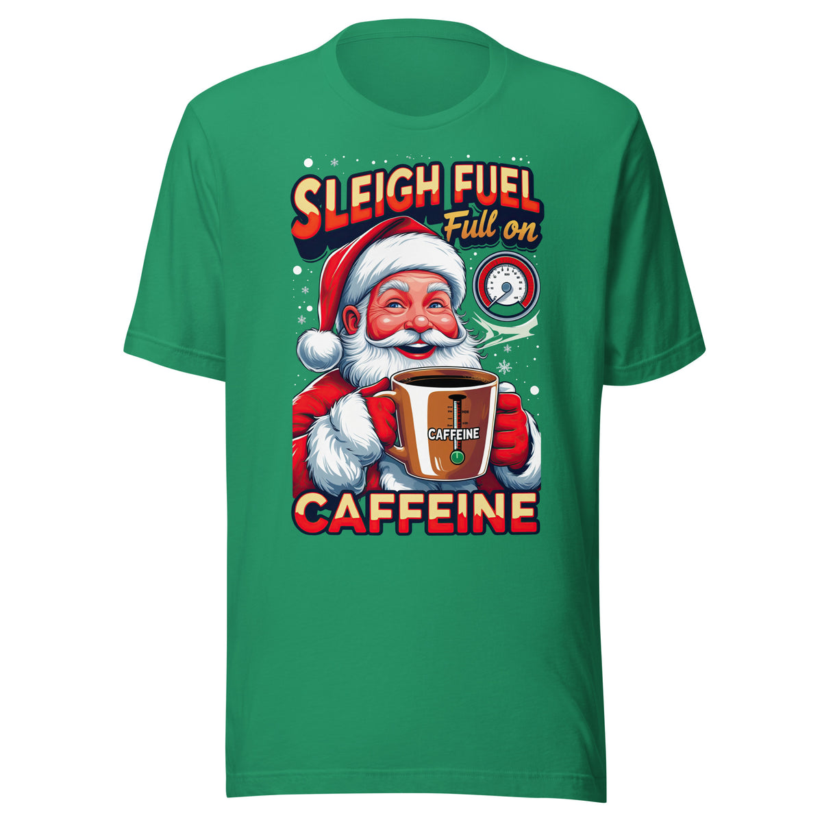 Back/detail view of Sleigh Fuel: Full-On Caffeine – Christmas T-Shirt - Unisex t-shirt graphic T-shirt