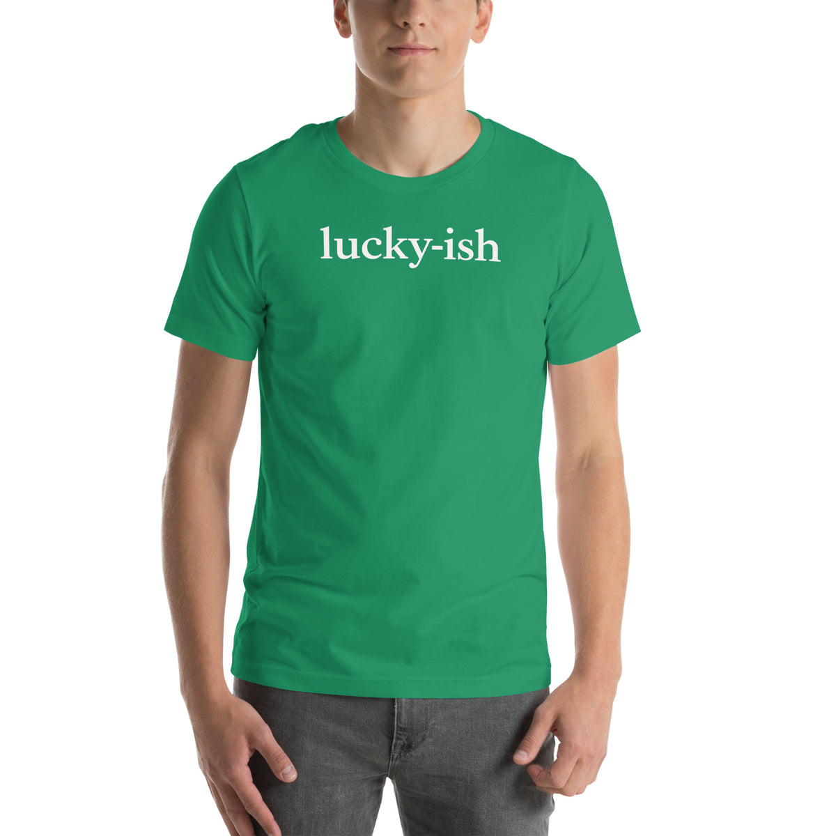 Back/detail view of Lucky-ish St. Patrick’s Day Unisex Tee graphic T-shirt
