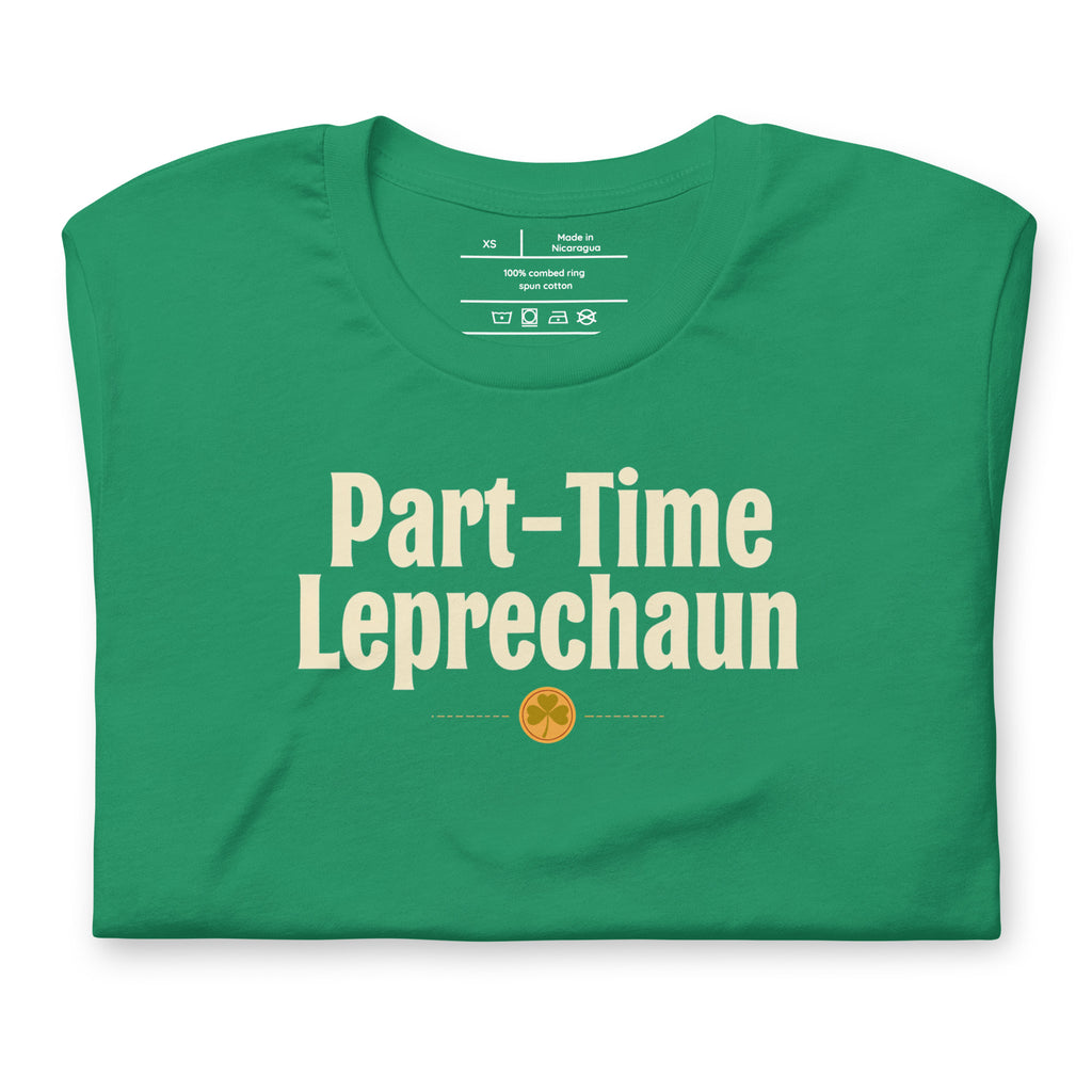 Back/detail view of Part-Time Leprechaun St. Patrick’s Day Unisex Tee graphic T-shirt