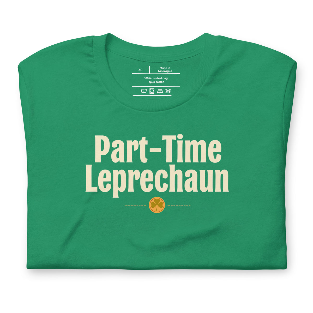 Back/detail view of Part-Time Leprechaun St. Patrick’s Day Unisex Tee graphic T-shirt