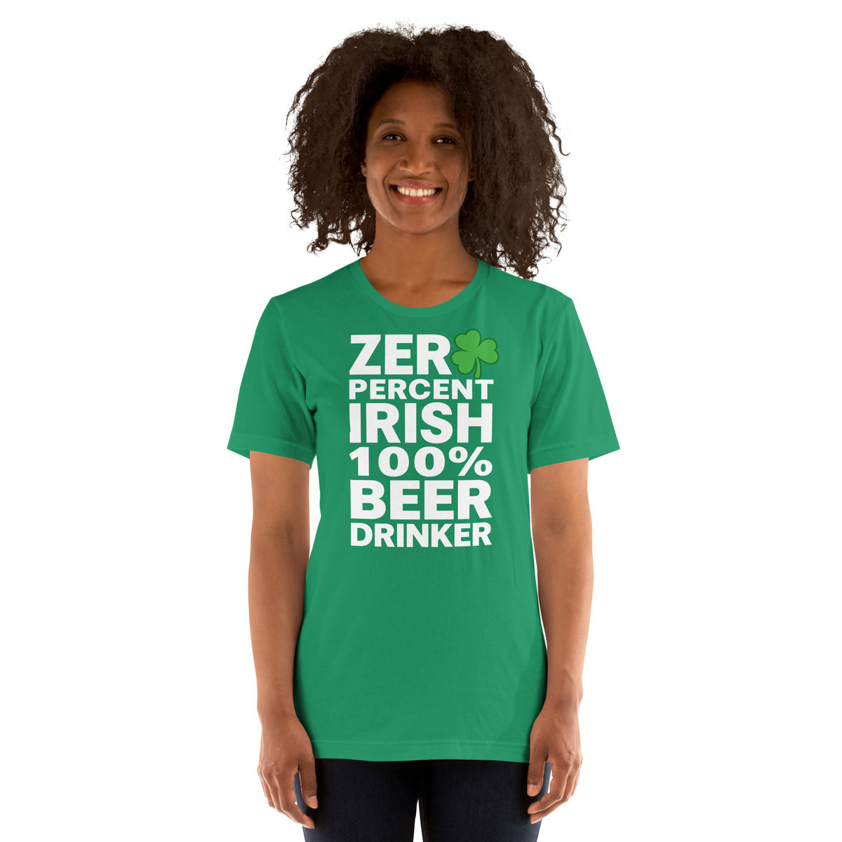 Back/detail view of Zero Percent Irish 100% Beer Drinker St. Patrick’s Day Unisex Tee graphic T-shirt