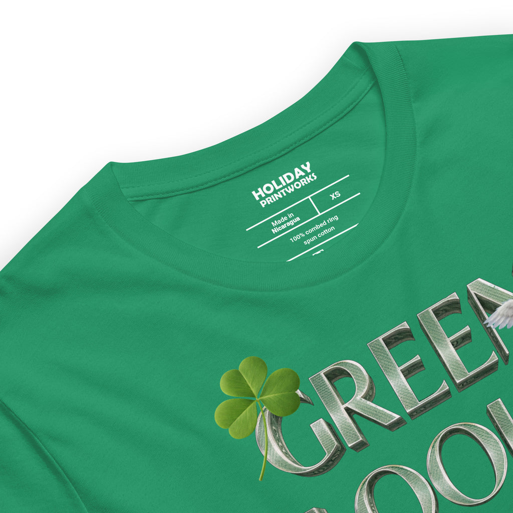 Back/detail view of Green Looks Good On Me St. Patrick’s Day Unisex Tee graphic T-shirt