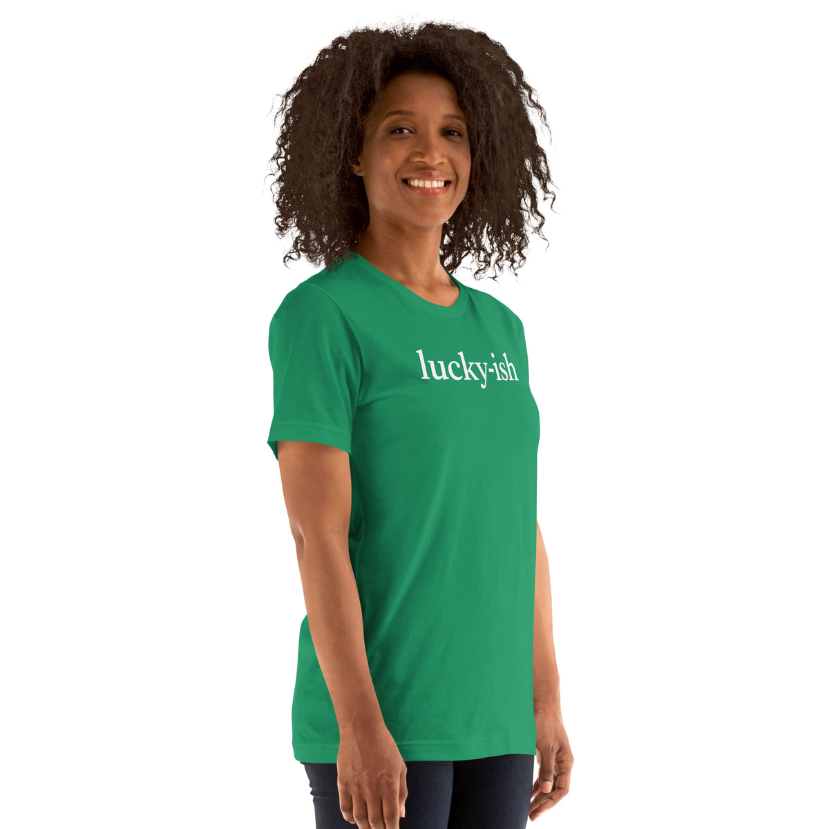 Back/detail view of Lucky-ish St. Patrick’s Day Unisex Tee graphic T-shirt