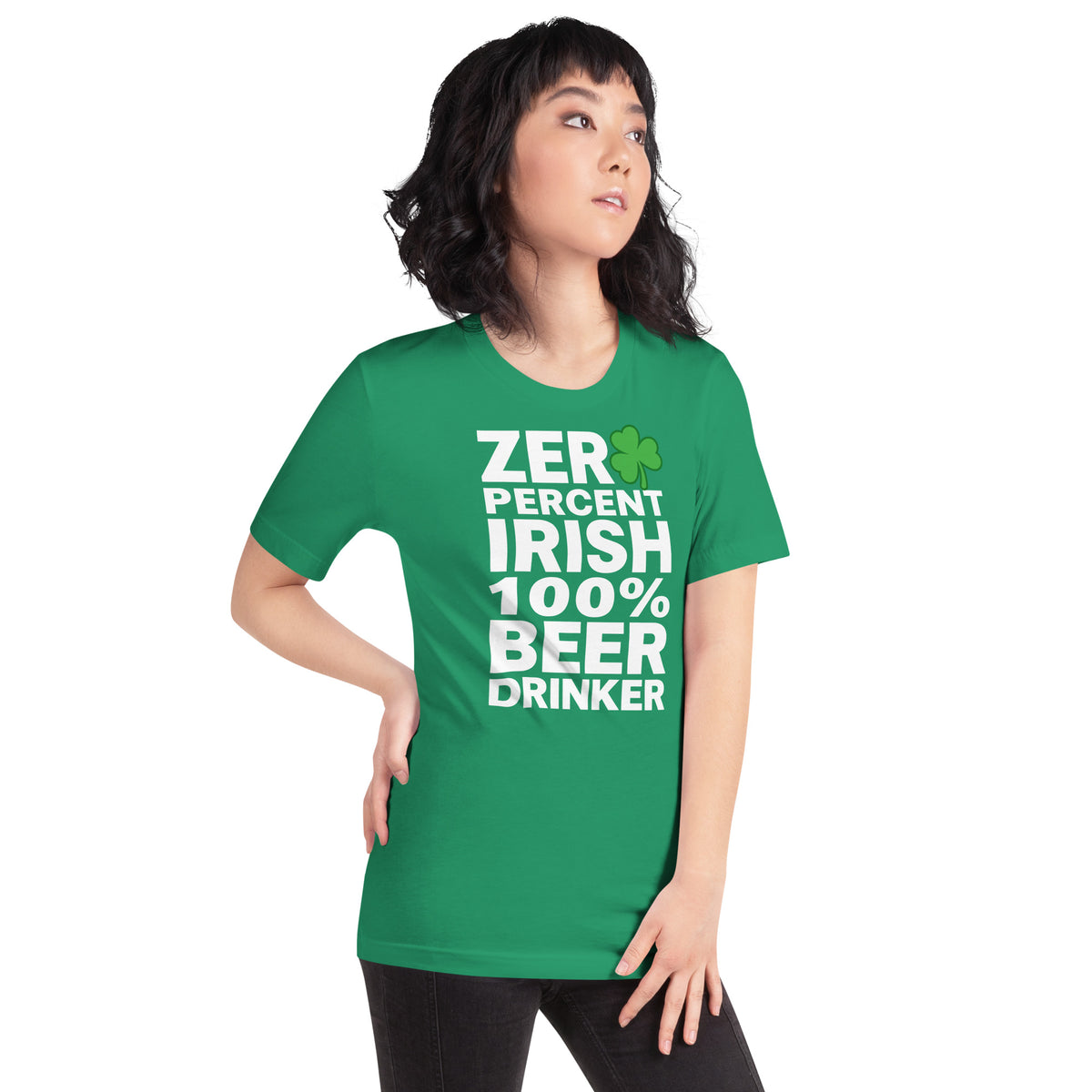 Back/detail view of Zero Percent Irish 100% Beer Drinker St. Patrick’s Day Unisex Tee graphic T-shirt