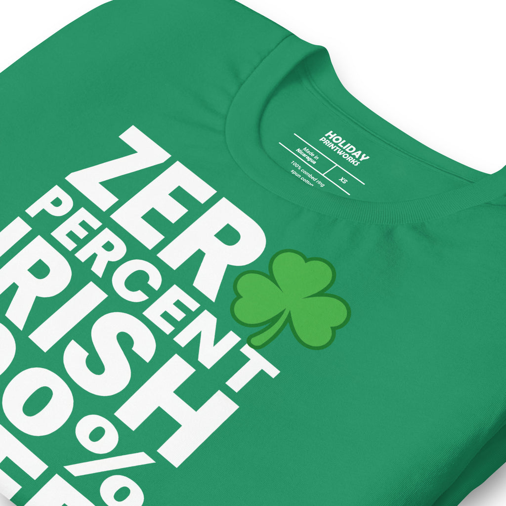 Back/detail view of Zero Percent Irish 100% Beer Drinker St. Patrick’s Day Unisex Tee graphic T-shirt