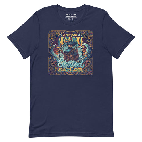 Back/detail view of A Calm Sea Never Made a Skilled Sailor – Unisex Staple T-Shirt graphic T-shirt
