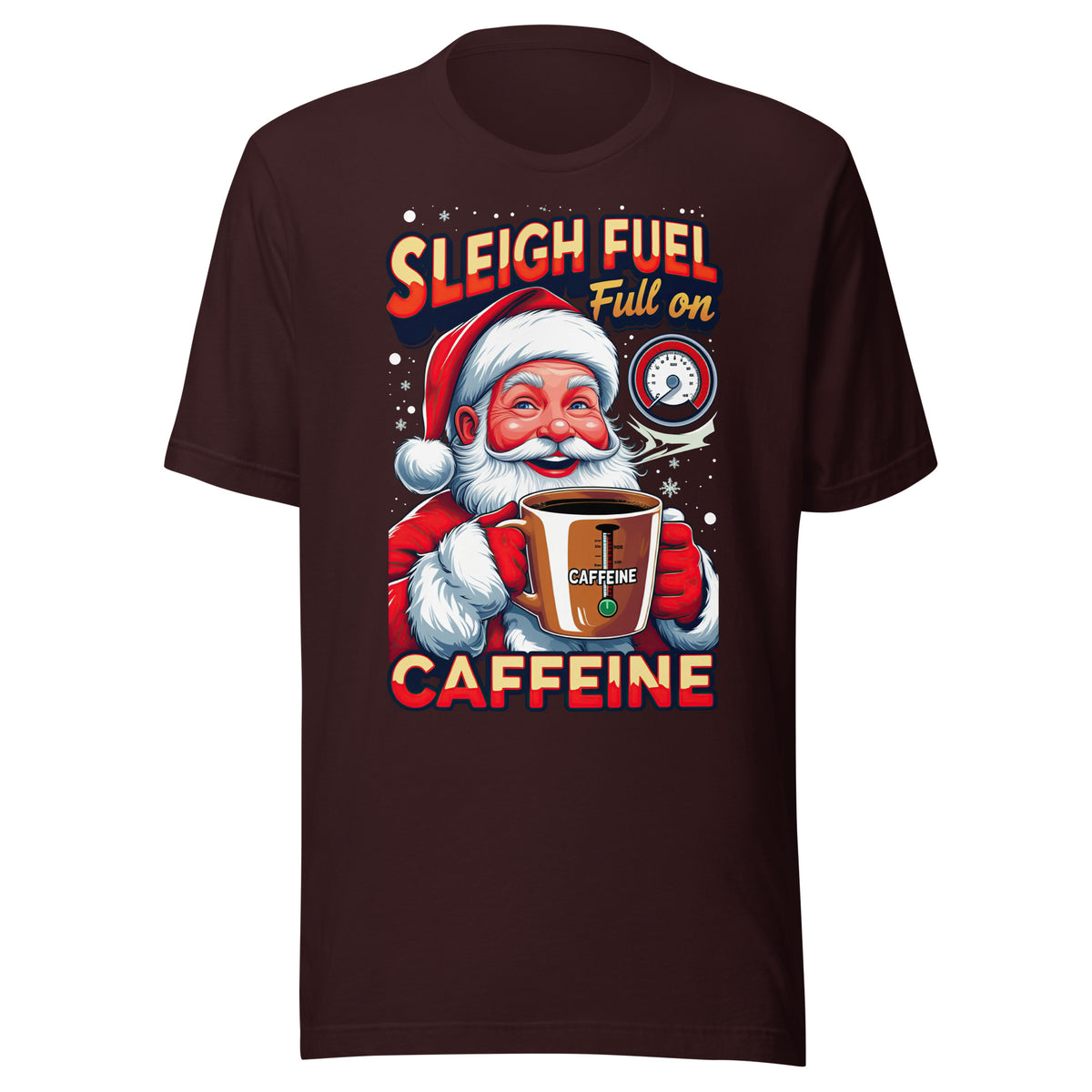 Back/detail view of Sleigh Fuel: Full-On Caffeine – Christmas T-Shirt - Unisex t-shirt graphic T-shirt