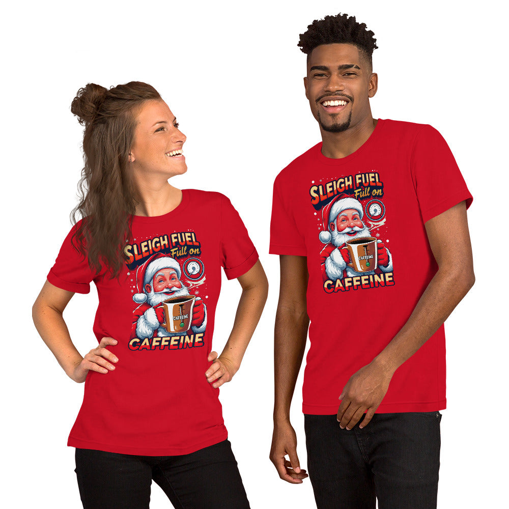 Back/detail view of Sleigh Fuel: Full-On Caffeine – Christmas T-Shirt - Unisex t-shirt graphic T-shirt