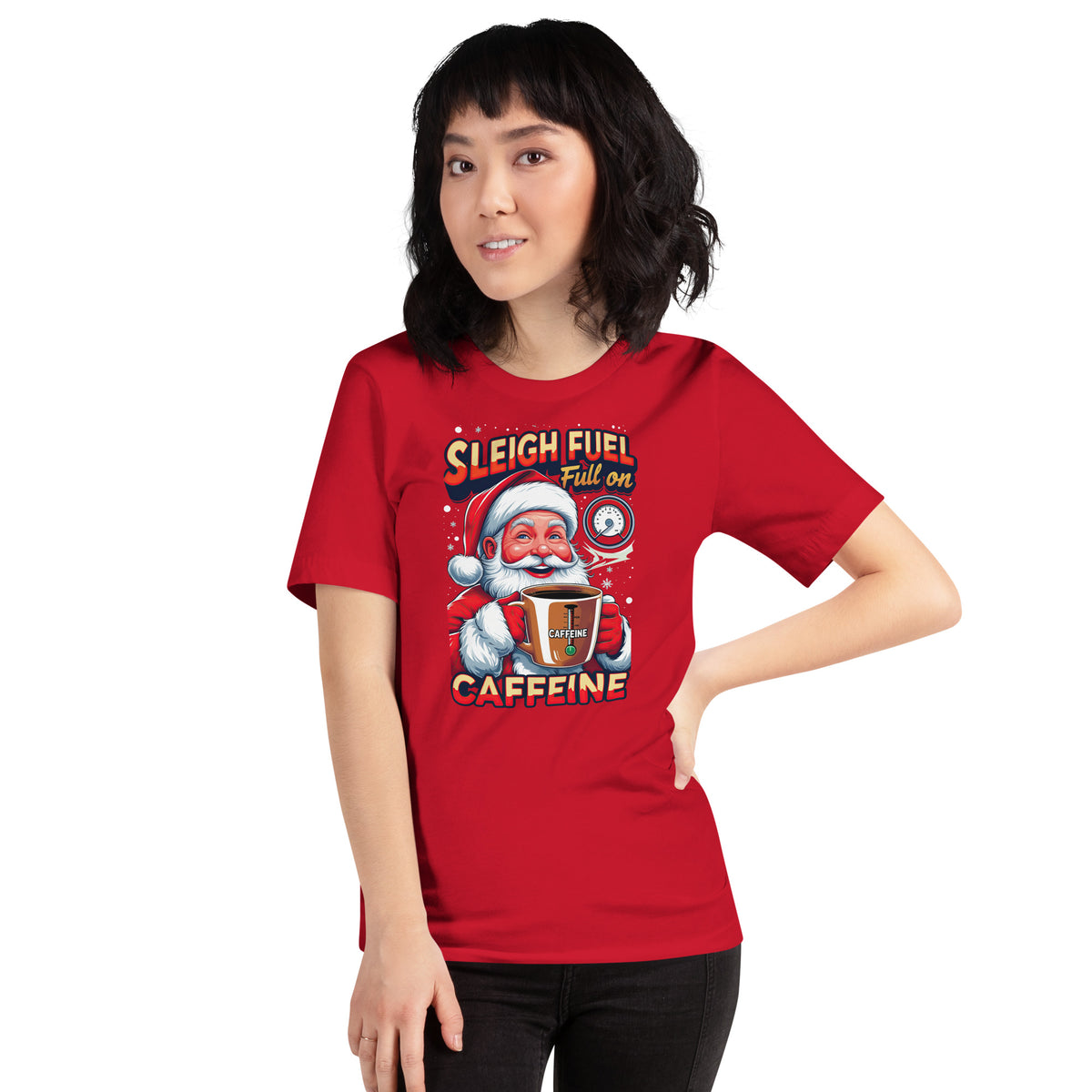 Back/detail view of Sleigh Fuel: Full-On Caffeine – Christmas T-Shirt - Unisex t-shirt graphic T-shirt