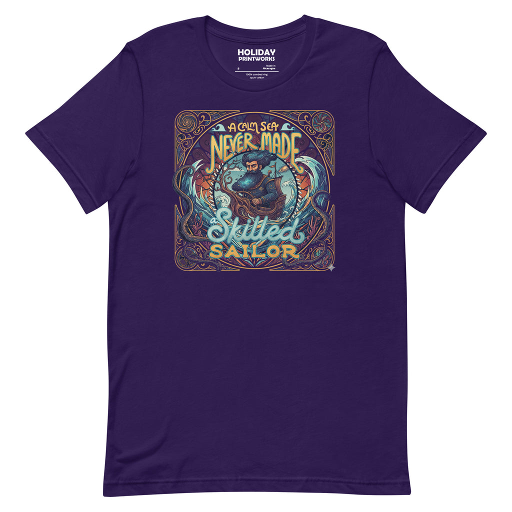 Front/product view of A Calm Sea Never Made a Skilled Sailor – Unisex Staple T-Shirt graphic T-shirt